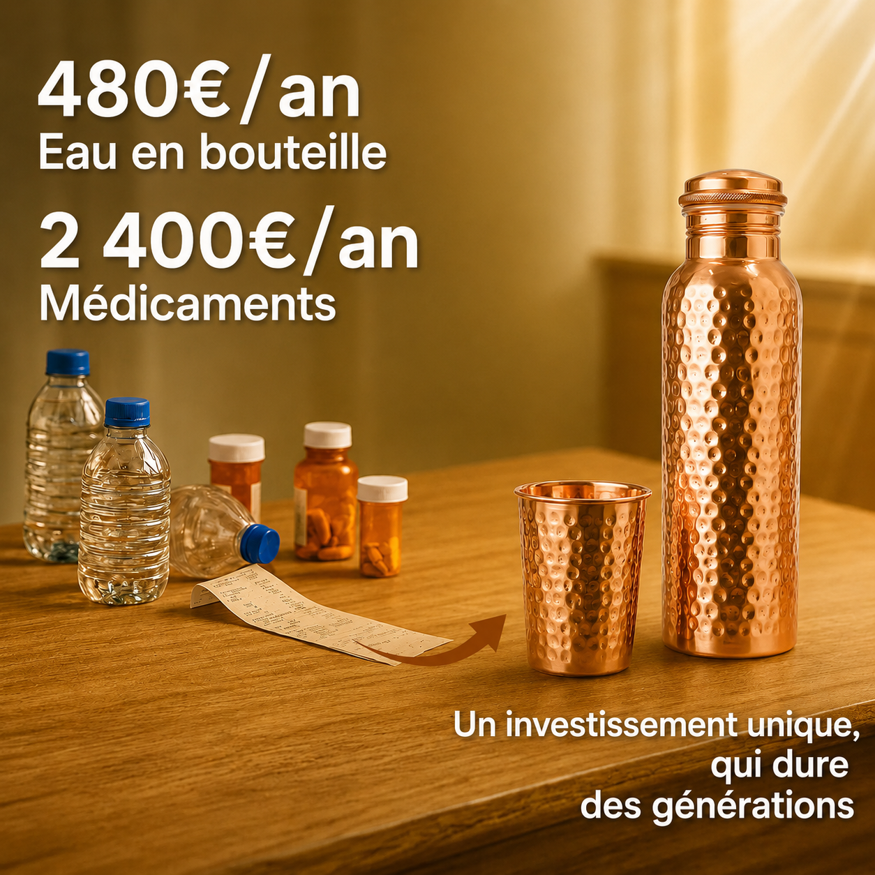 Économie bouteille cuivre